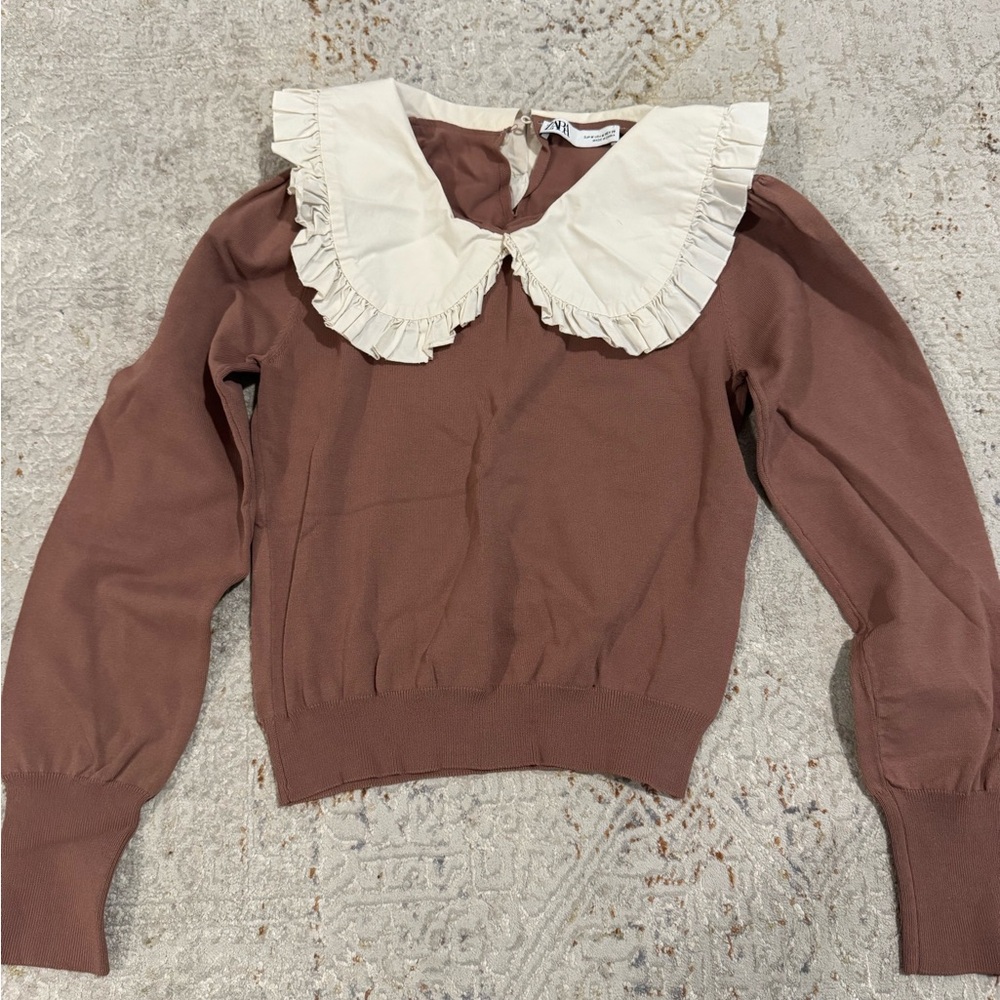 Zara Brown and Cream Top